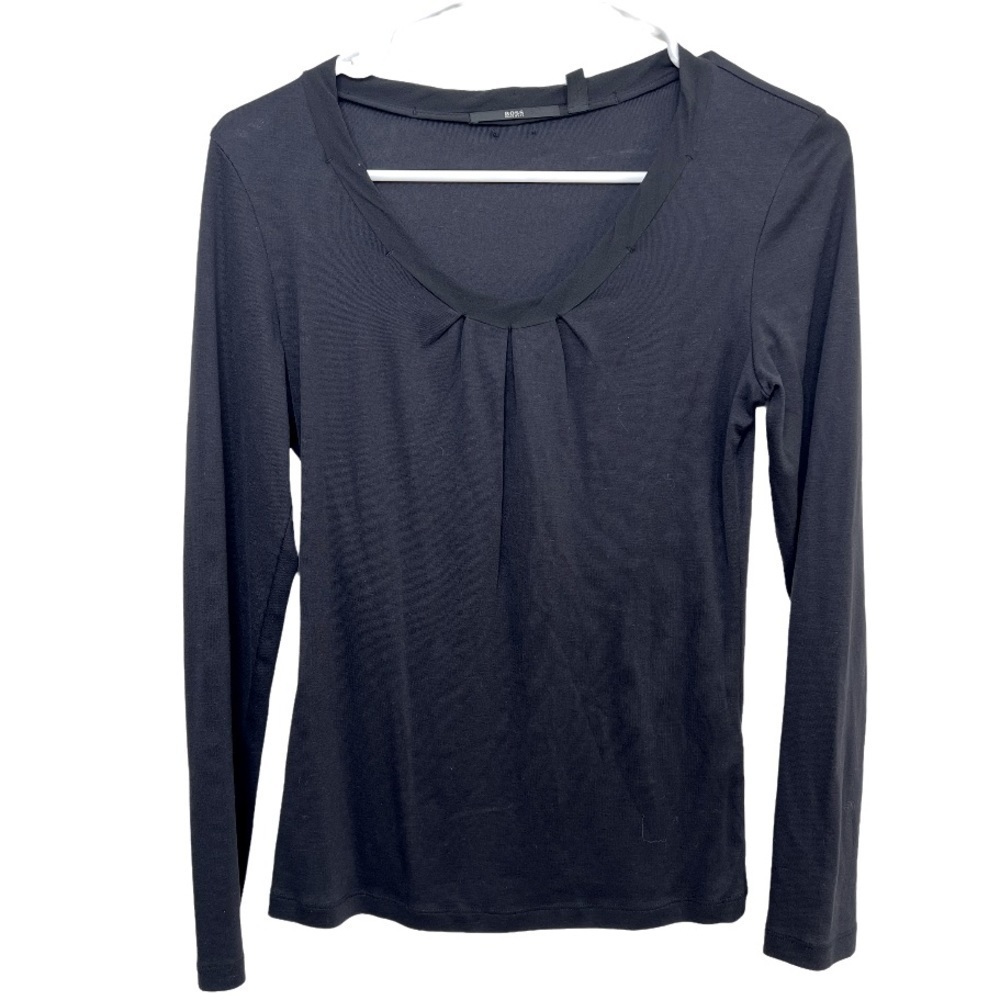 Hugo Boss silk cotton pleated long sleeve shirt